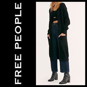 Free People Floor Length Black Cardigan Sweater
